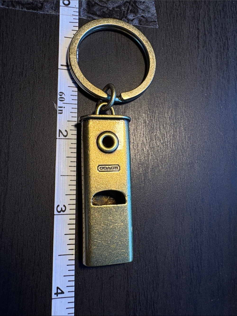 Coach Metallic Brass Whistle Key Ring